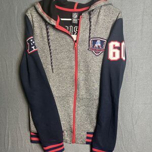 New England Patriots Throwback Jacket NFL Full‎ Zip Hood Sz Small Pockets